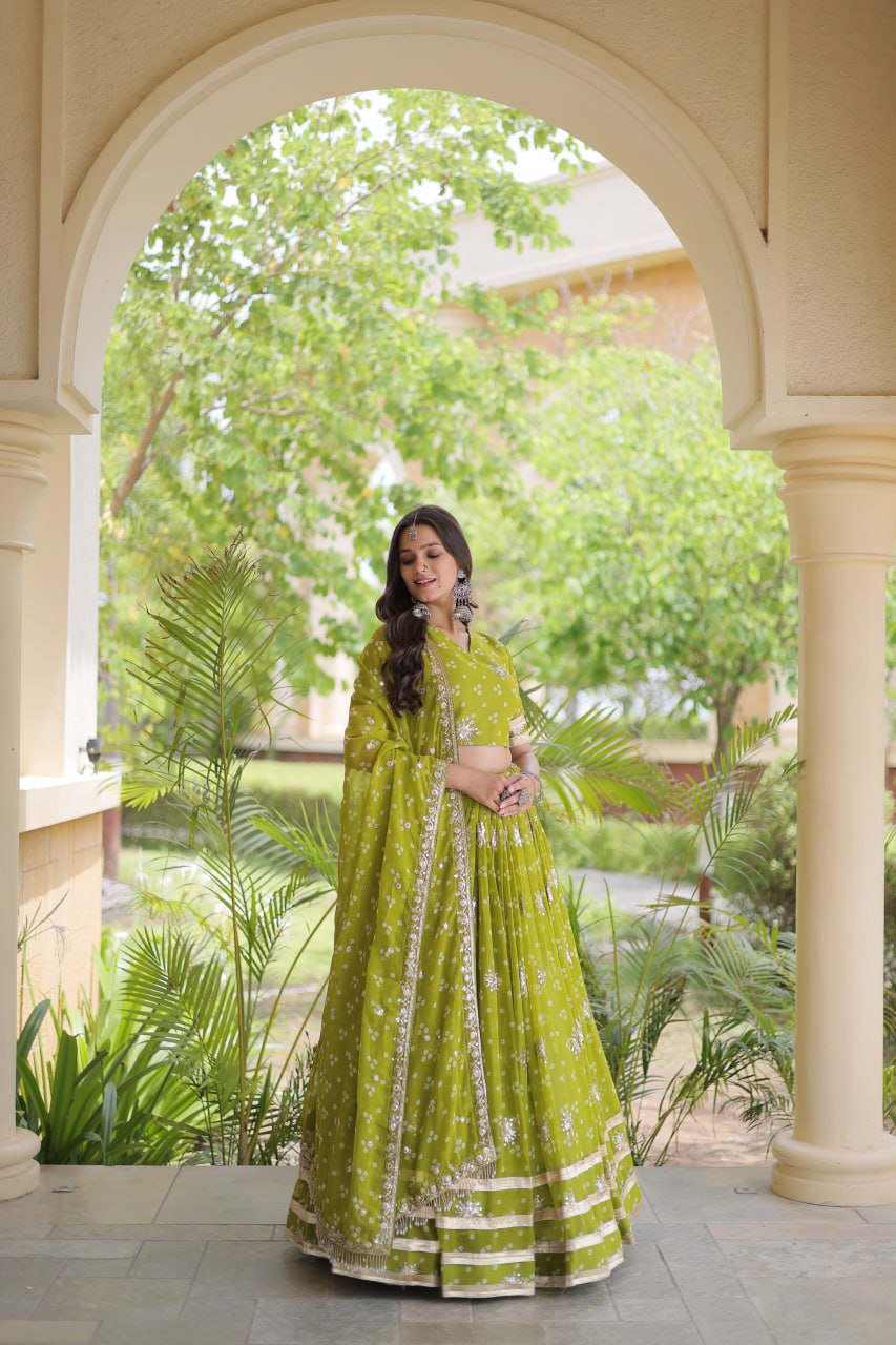 Navratri Faux Georgette Bandhej Print Lehenga Choli with Dupatta