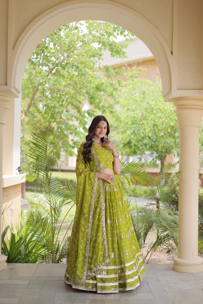 Navratri Faux Georgette Bandhej Print Lehenga Choli with Dupatta