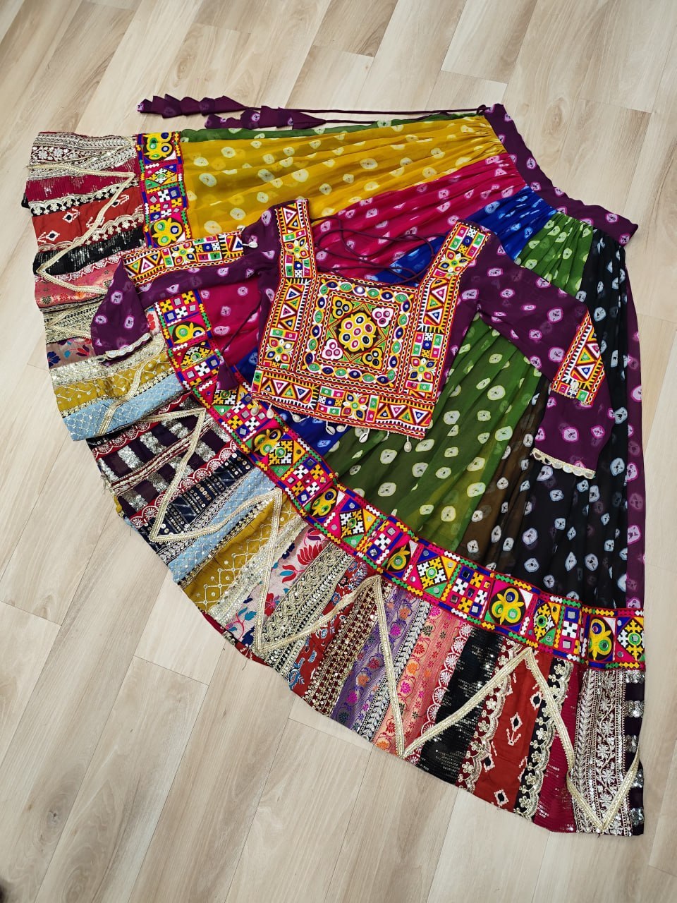 Navratri Georgette Print Lehenga Choli with Gamthi Work