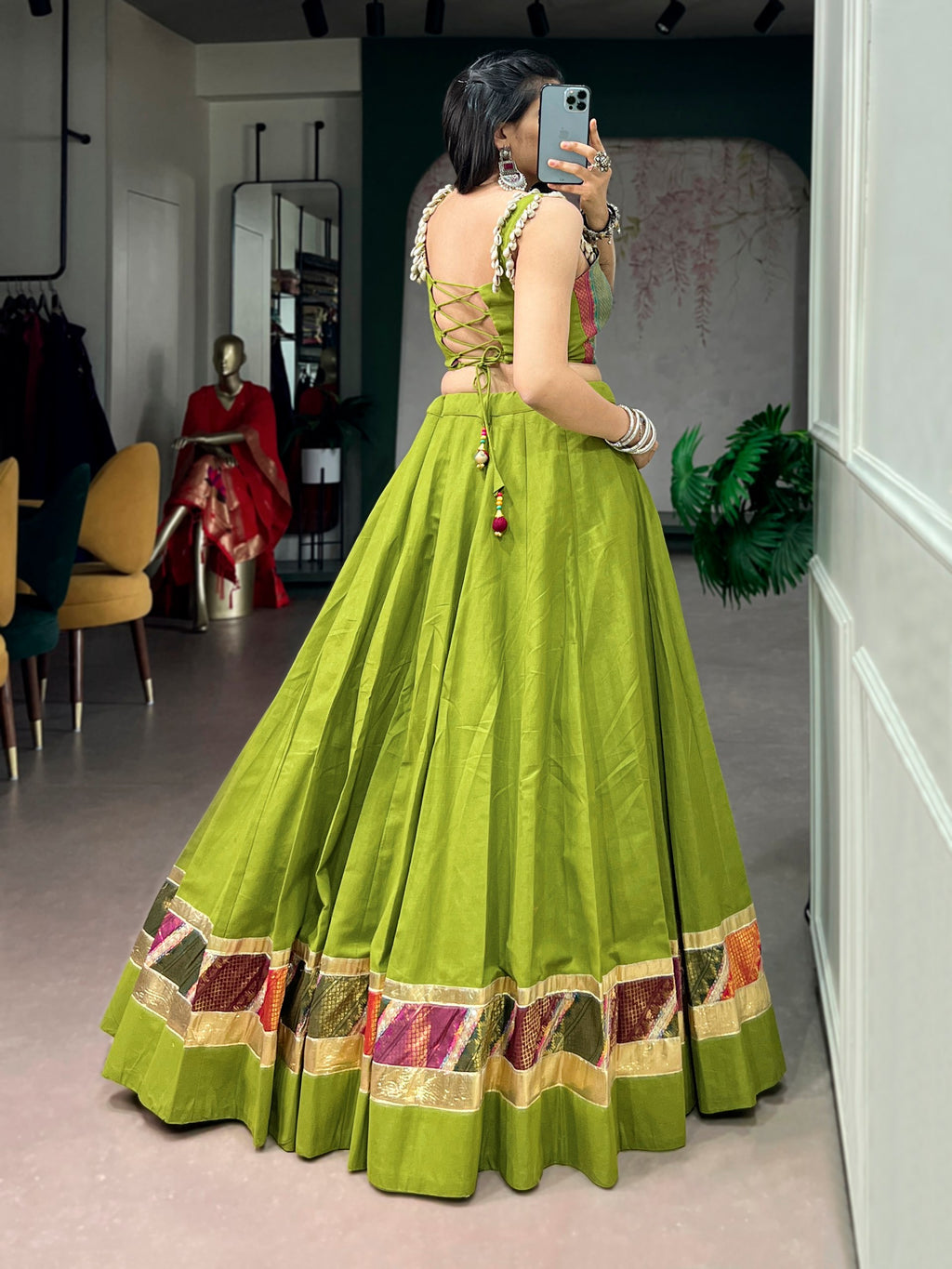 Navratri Raas Zari Lehenga Choli in Green