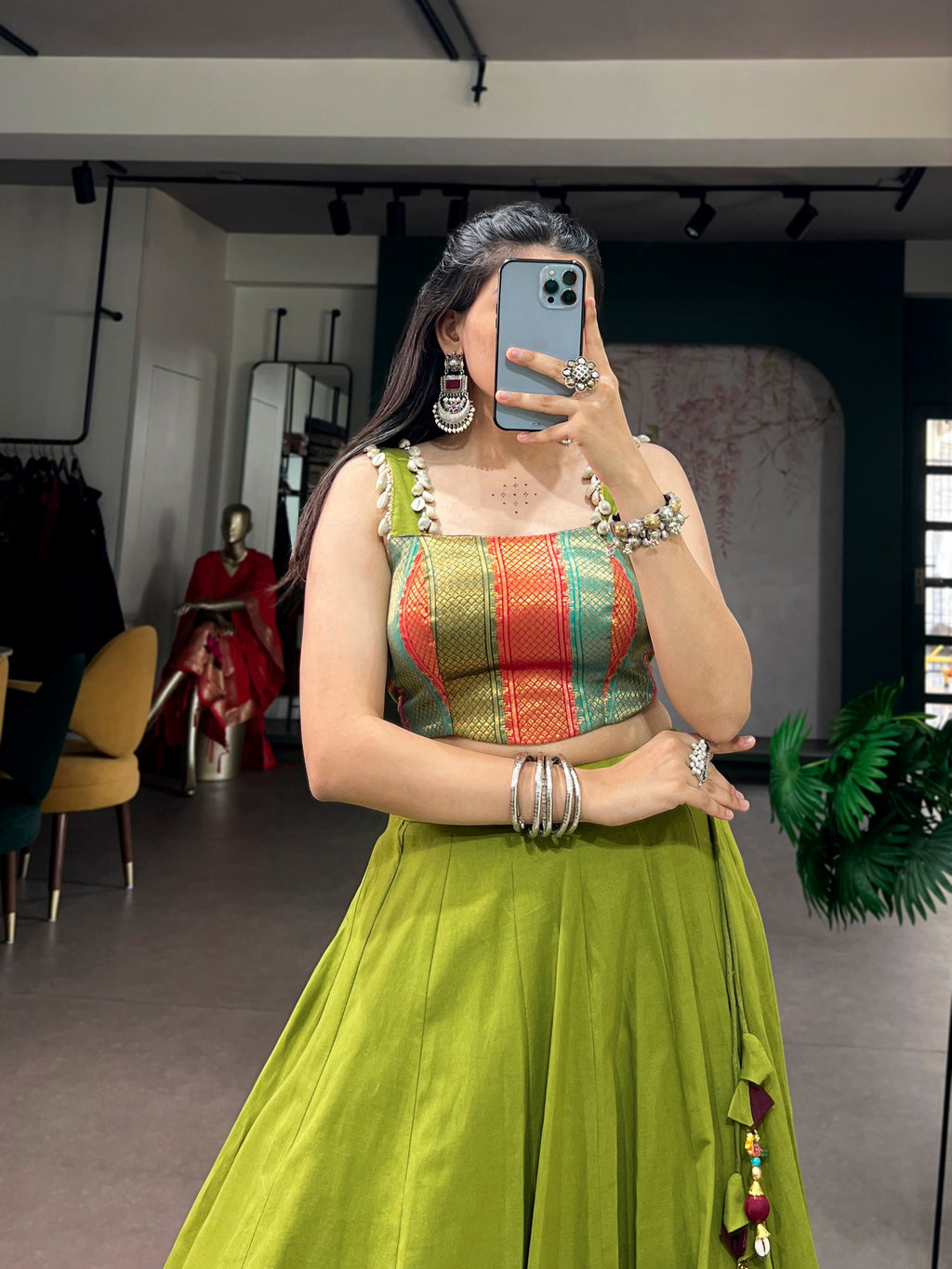 Navratri Raas Zari Lehenga Choli in Green