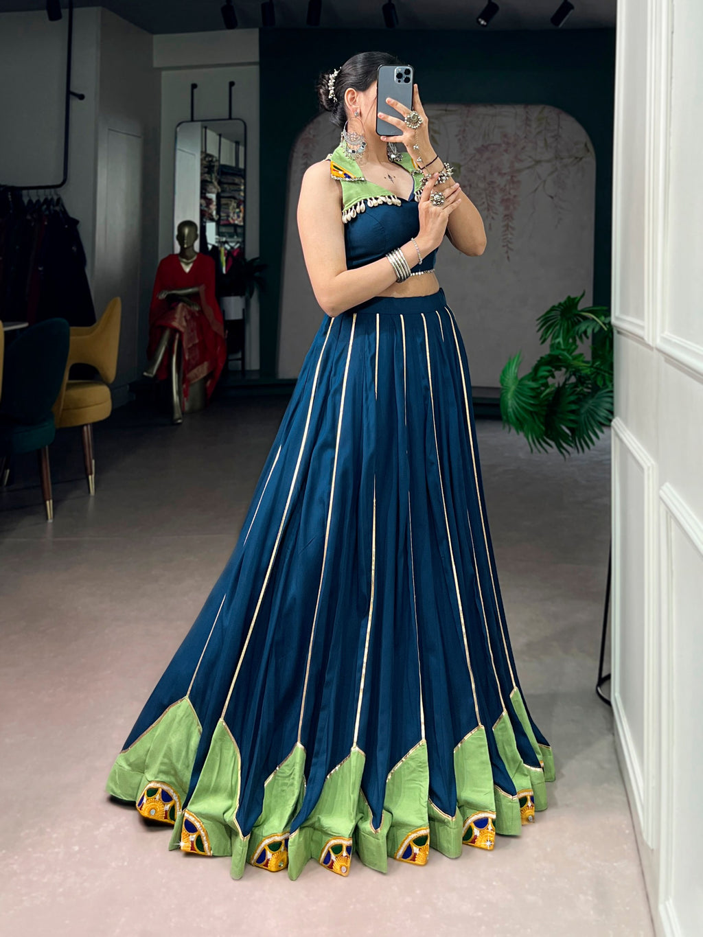 Navratri Rayon Lehenga Choli with Gamthi Work