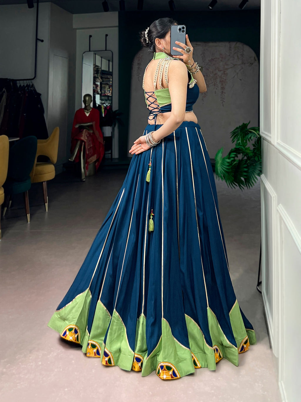 Navratri Rayon Lehenga Choli with Gamthi Work