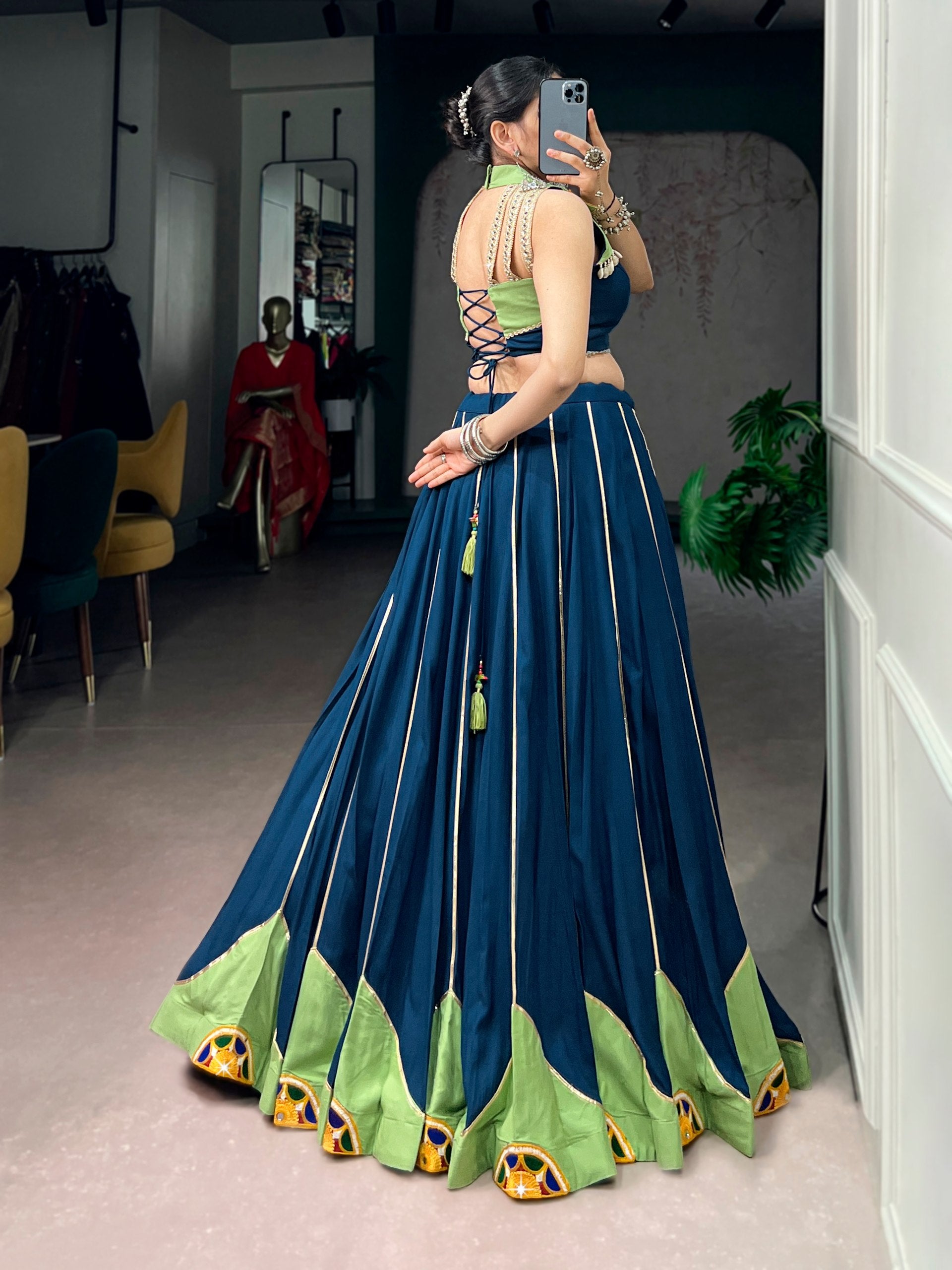 Navratri Rayon Lehenga Choli with Gamthi Work