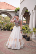 Navratri Roman Silk Lehenga Choli with Kutchi Gamthi Embroidery