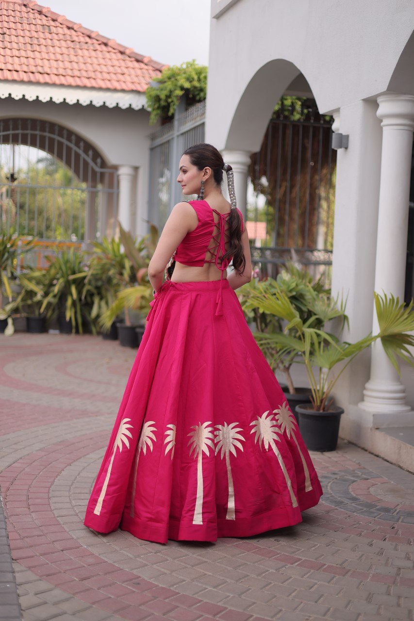 Navratri Roman Silk Lehenga Choli with Kutchi Gamthi Embroidery