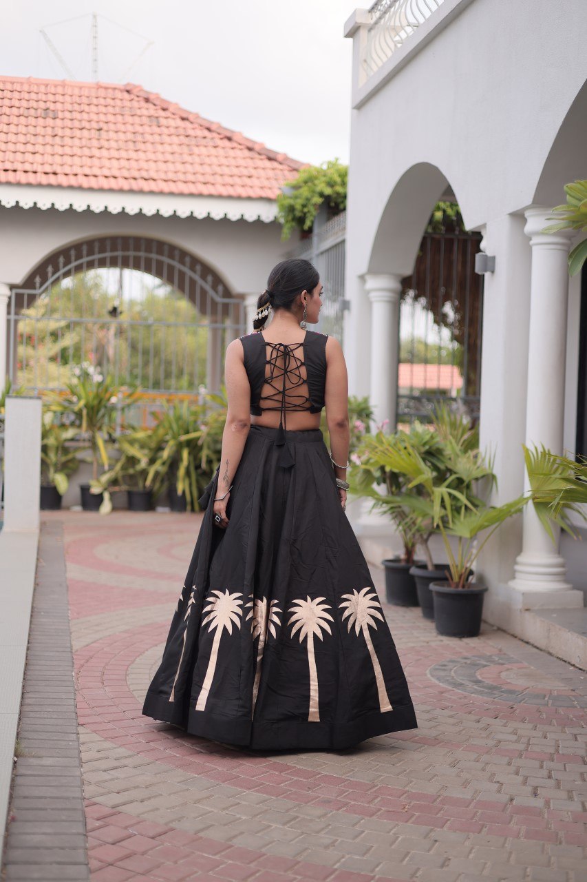 Navratri Roman Silk Lehenga Choli with Kutchi Gamthi Embroidery