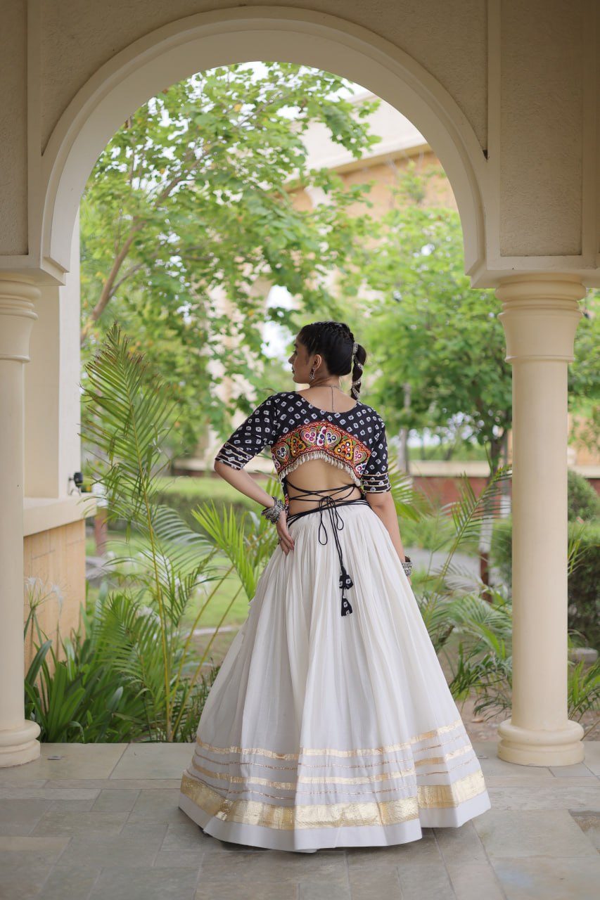 Navratri Special Cora Cotton Lehenga Choli with Bandhej Print Blouse