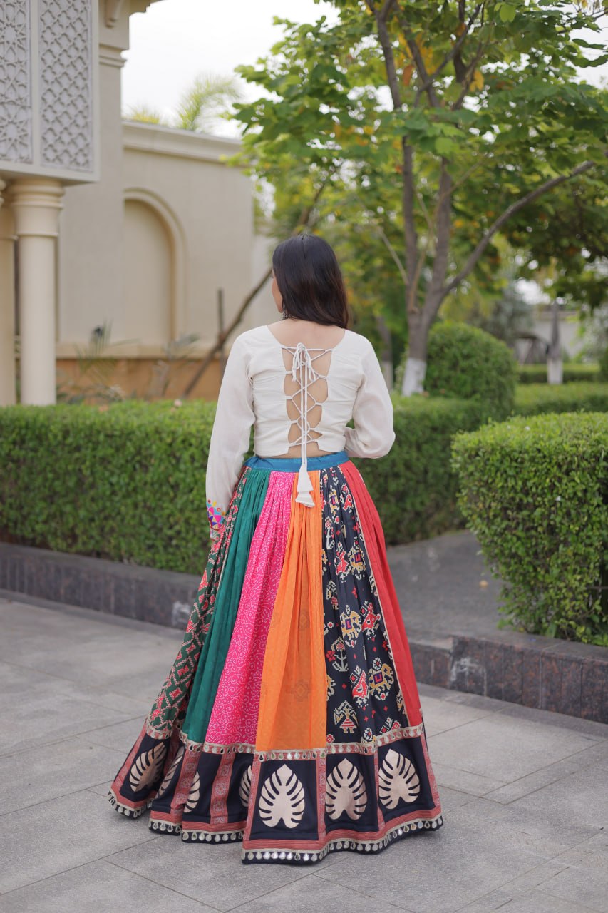 Navratri Special Cotton Printed Lehenga Choli with Kutchi Gamthi Embroidery