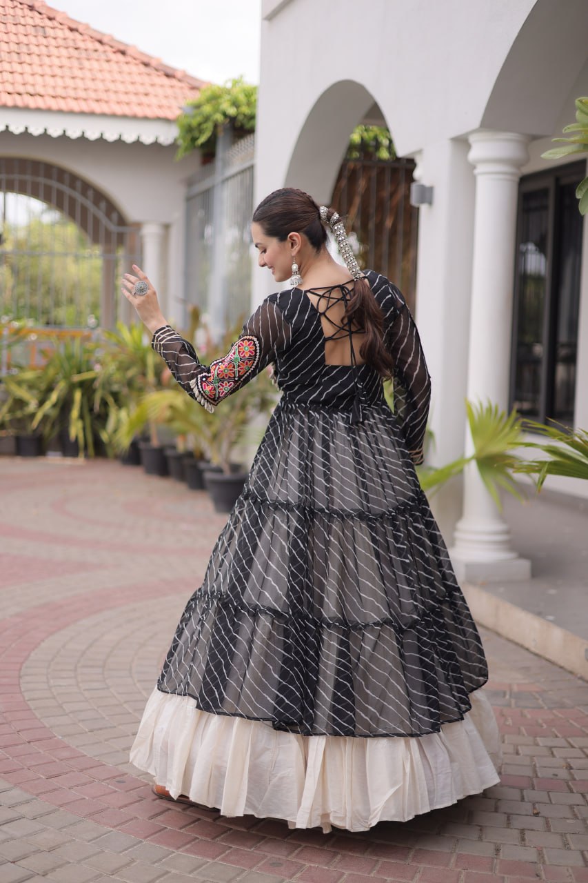 Navratri Special Kora Cotton Lehenga with Laheriya Print Kurti