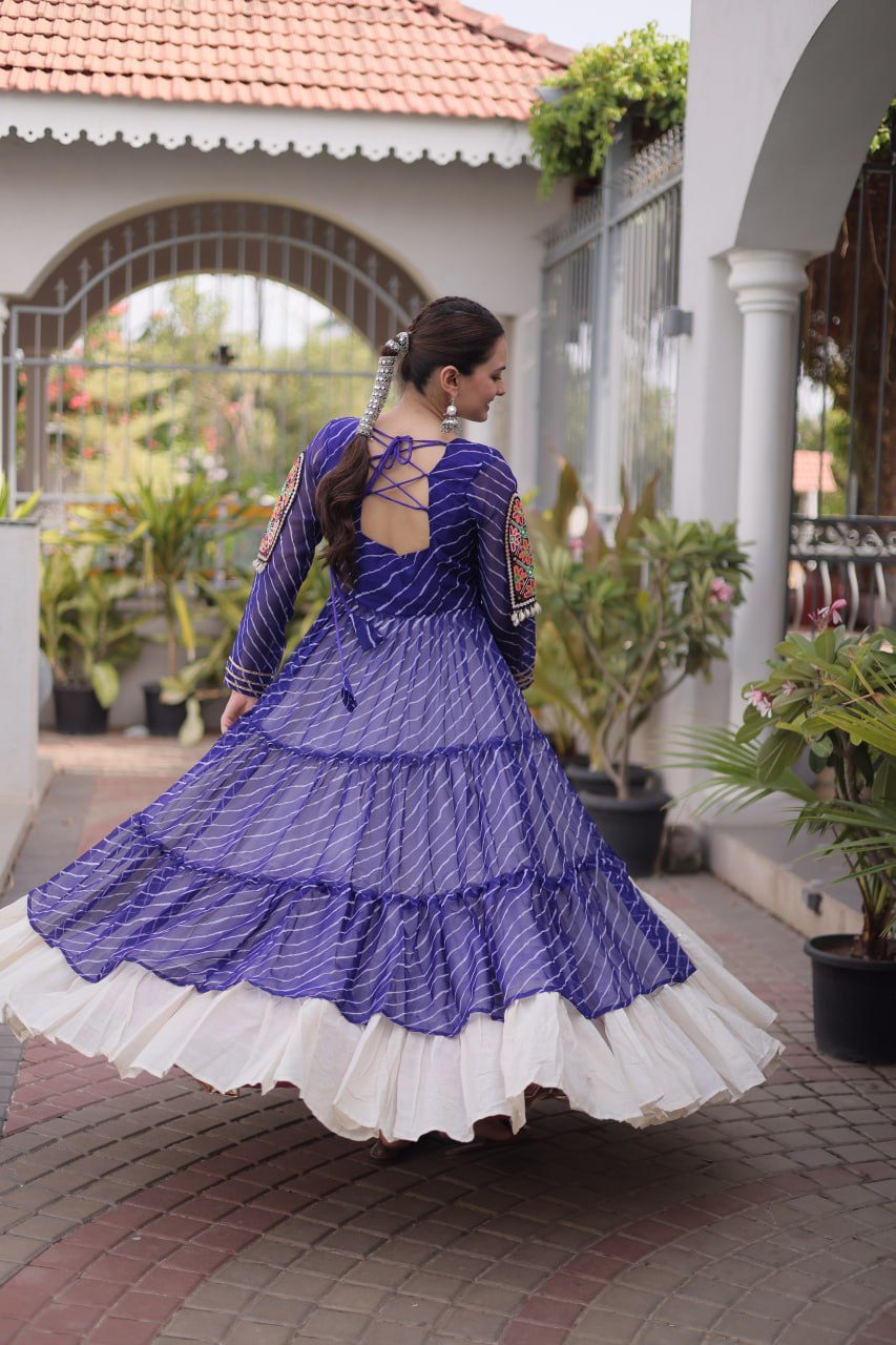Navratri Special Kora Cotton Lehenga with Laheriya Print Kurti