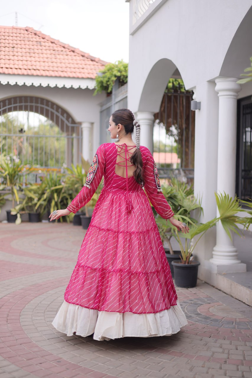 Navratri Special Kora Cotton Lehenga with Laheriya Print Kurti