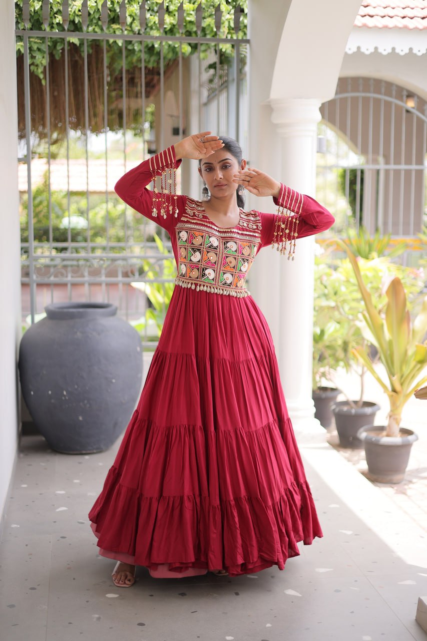Navratri Special Kutchi Gamthi Embroidered Gown