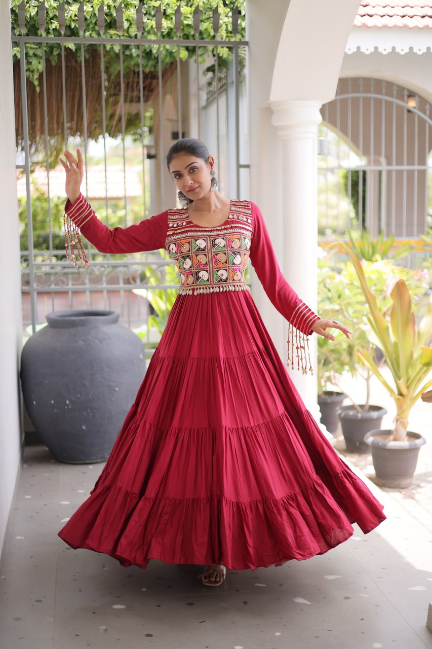 Navratri Special Kutchi Gamthi Embroidered Gown