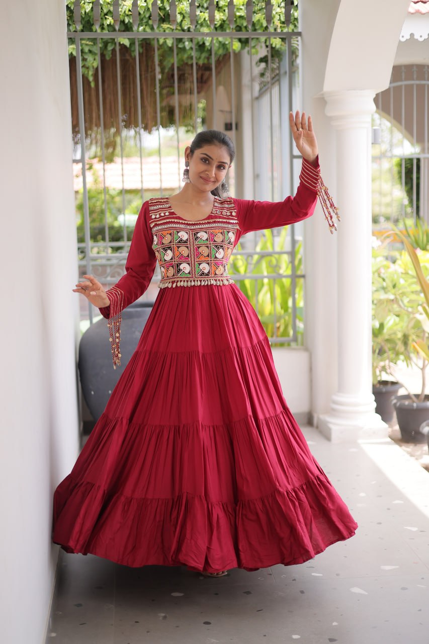 Navratri Special Kutchi Gamthi Embroidered Gown