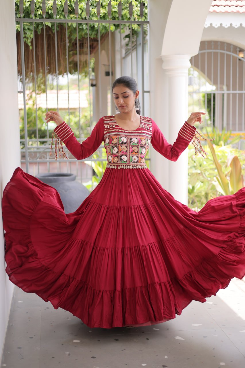 Navratri Special Kutchi Gamthi Embroidered Gown