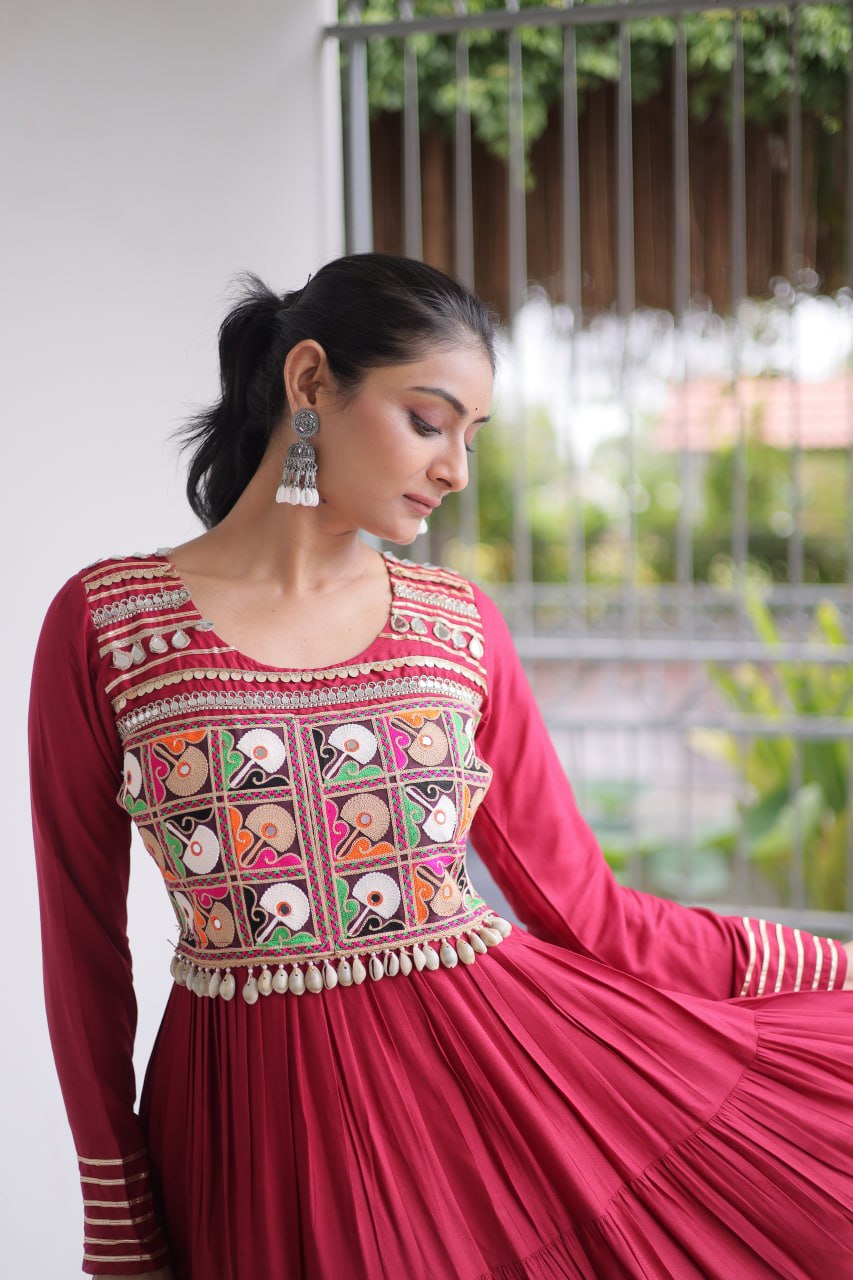 Navratri Special Kutchi Gamthi Embroidered Gown