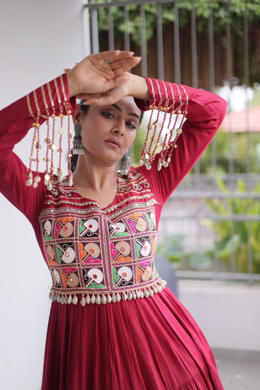 Navratri Special Kutchi Gamthi Embroidered Gown