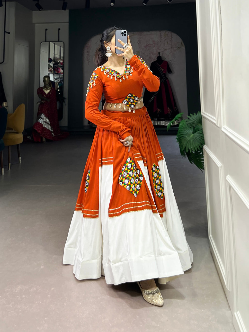 Navratri Special Rayon Lehenga Choli with Gamthi Patch Work