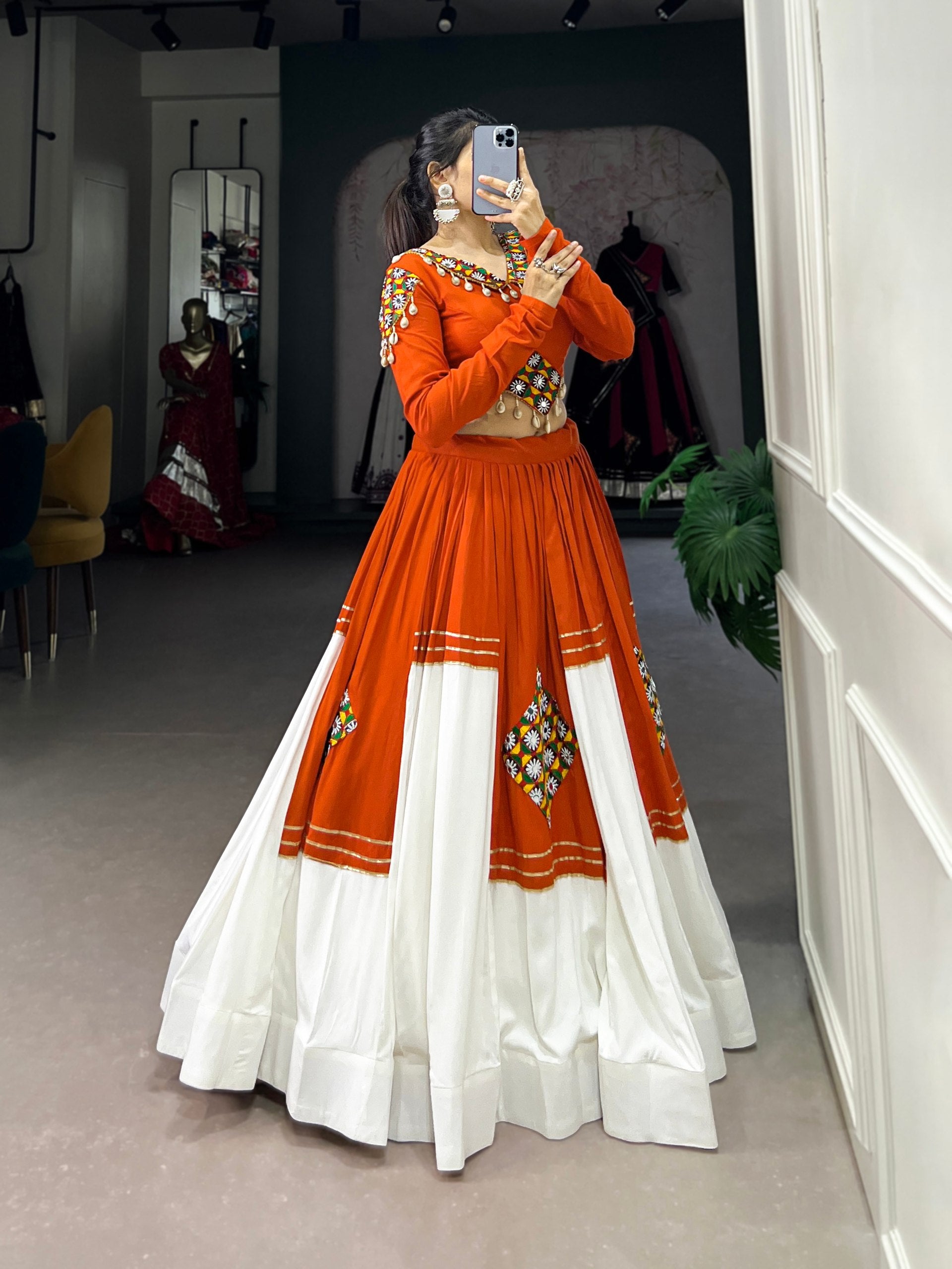 Navratri Special Rayon Lehenga Choli with Gamthi Patch Work