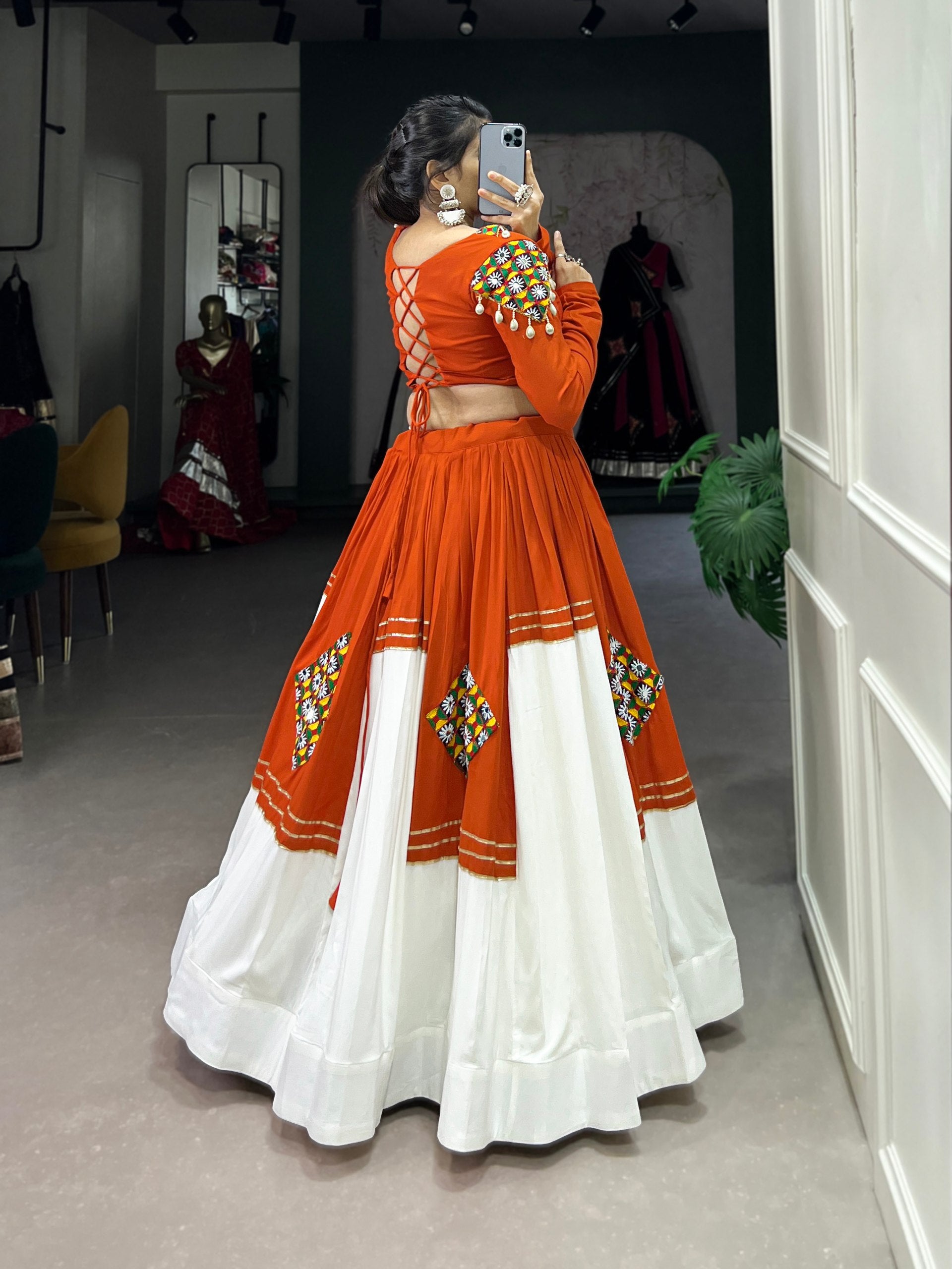Navratri Special Rayon Lehenga Choli with Gamthi Patch Work