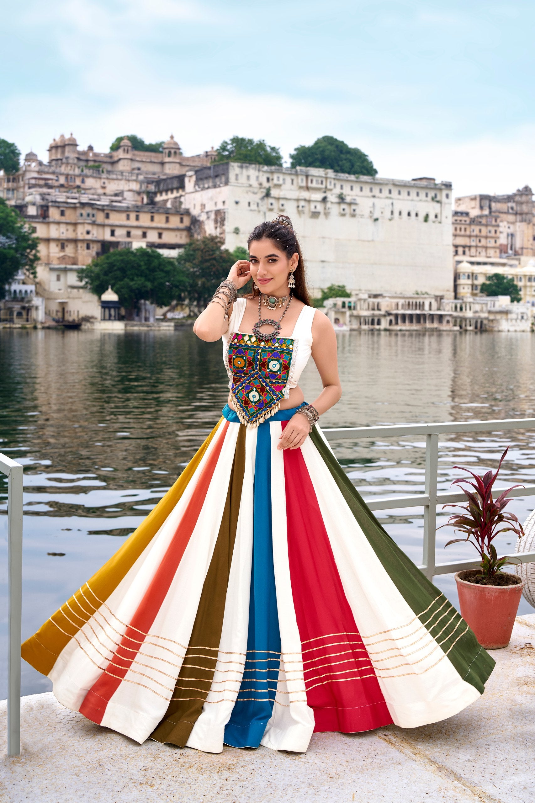 Navratri Special Rayon Lehenga Choli with Gamthi Work