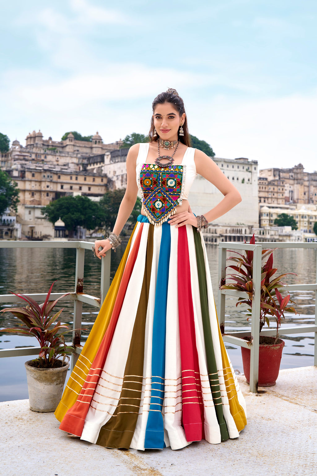 Navratri Special Rayon Lehenga Choli with Gamthi Work
