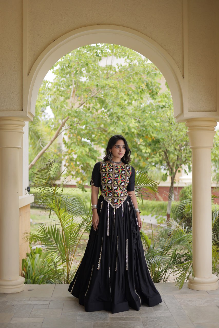 Navratri Special Rayon Lehenga Choli with Multi Mirror Work - LW-7185