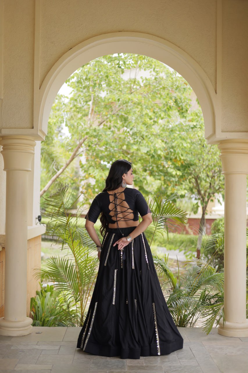 Navratri Special Rayon Lehenga Choli with Multi Mirror Work - LW-7185