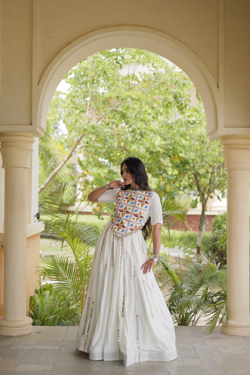 Navratri Special Rayon Lehenga Choli with Multi Mirror Work - LW-7185