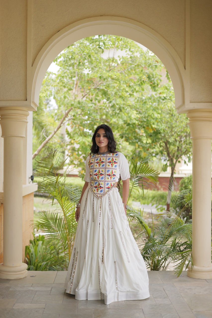 Navratri Special Rayon Lehenga Choli with Multi Mirror Work - LW-7185