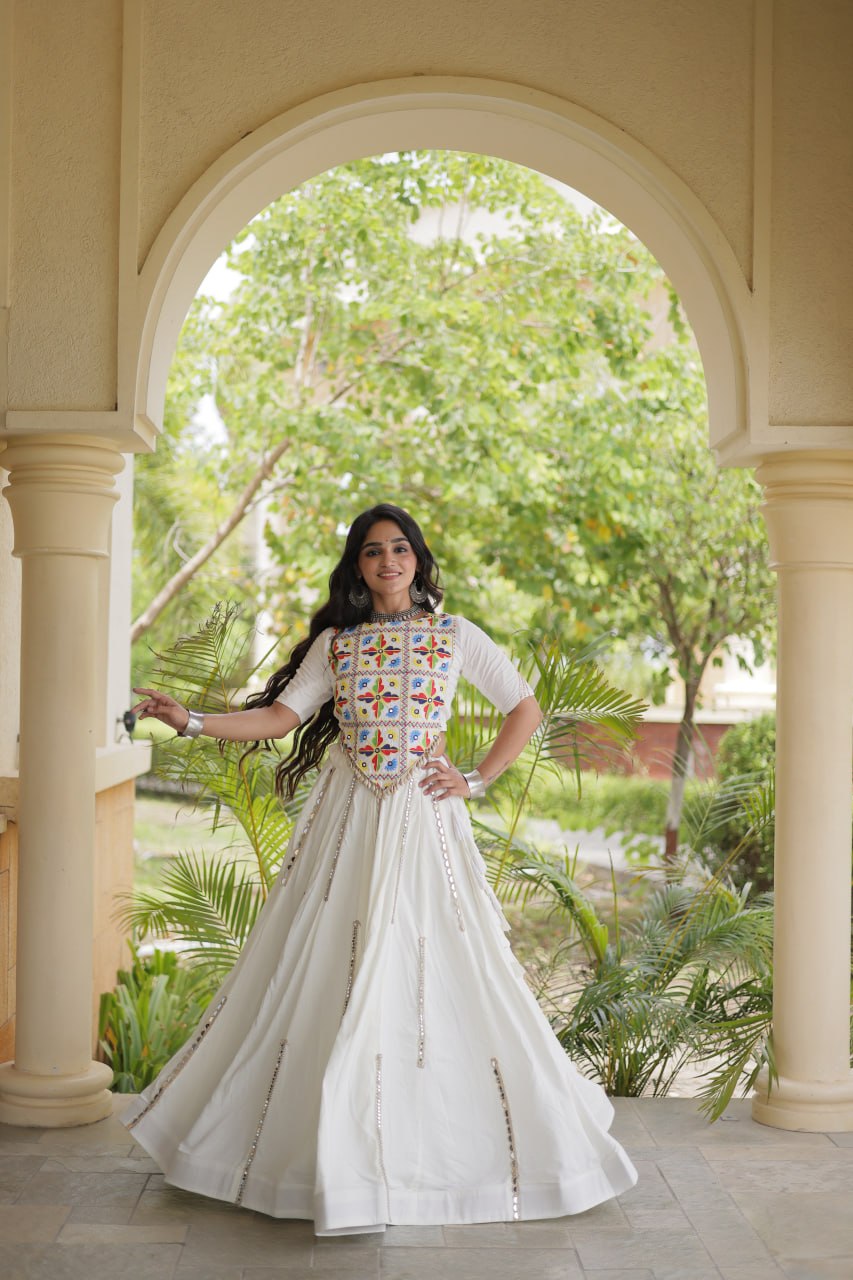 Navratri Special Rayon Lehenga Choli with Multi Mirror Work - LW-7185