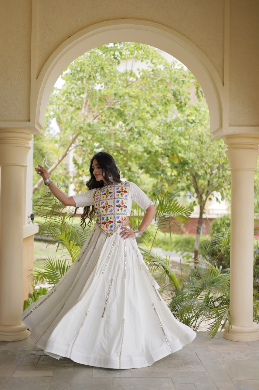 Navratri Special Rayon Lehenga Choli with Multi Mirror Work - LW-7185