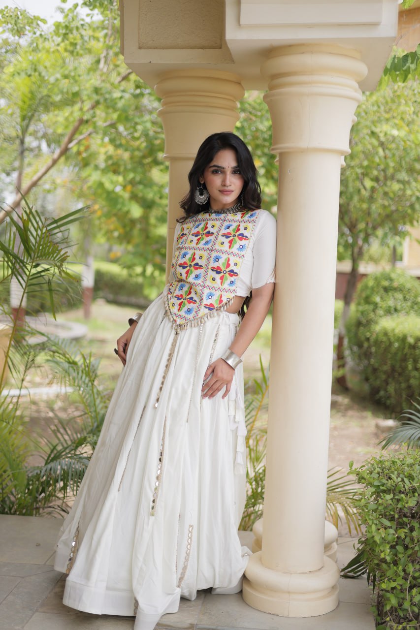 Navratri Special Rayon Lehenga Choli with Multi Mirror Work - LW-7185