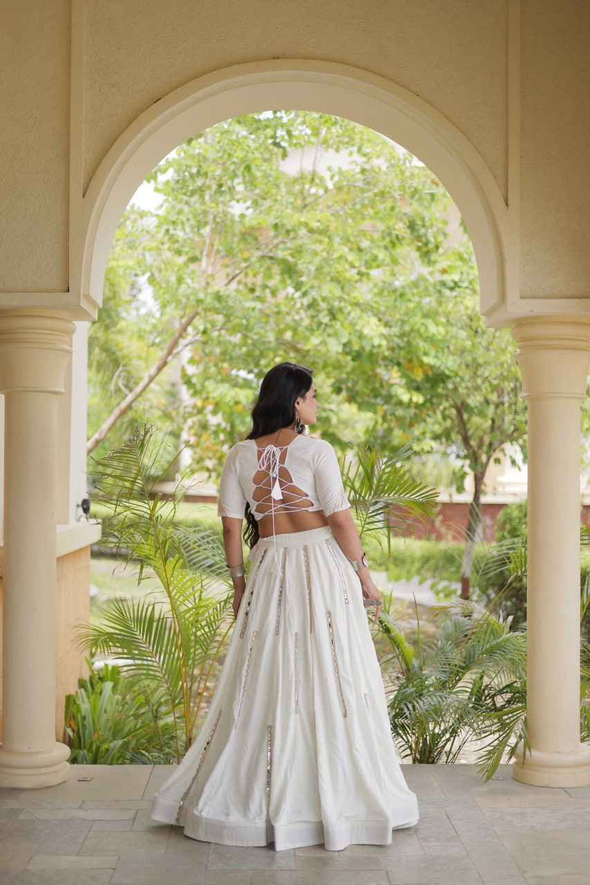 Navratri Special Rayon Lehenga Choli with Multi Mirror Work - LW-7185