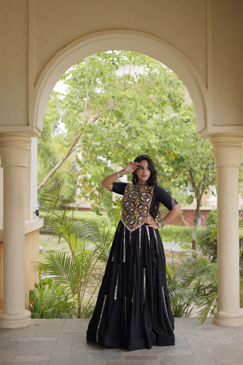 Navratri Special Rayon Lehenga Choli with Multi Mirror Work - LW-7185