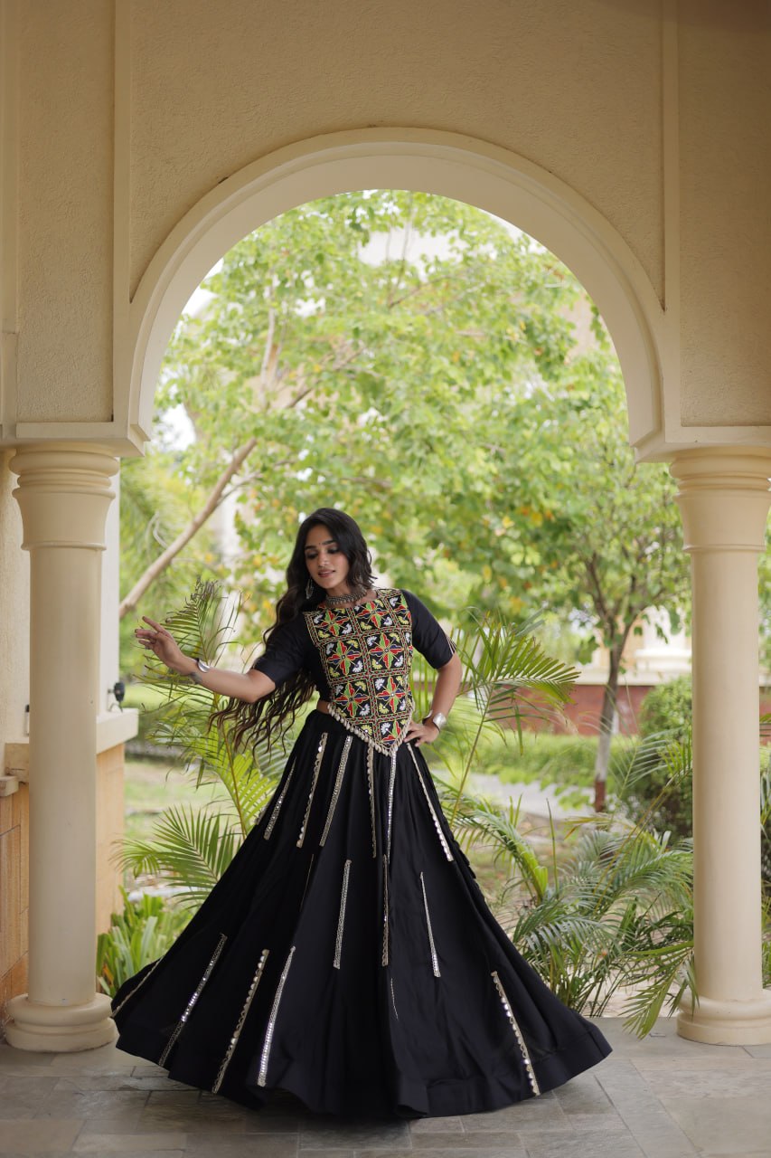 Navratri Special Rayon Lehenga Choli with Multi Mirror Work - LW-7185