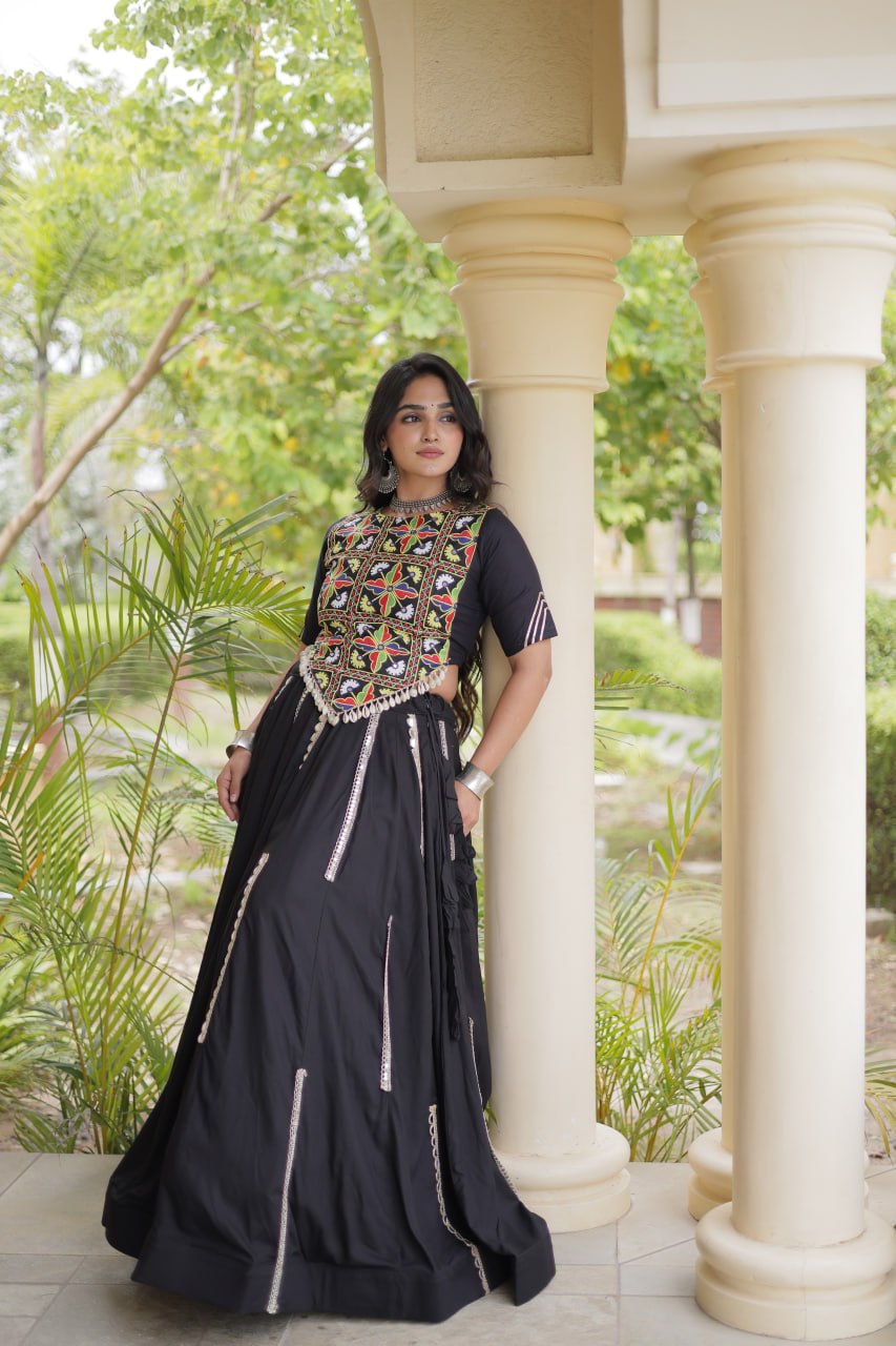 Navratri Special Rayon Lehenga Choli with Multi Mirror Work - LW-7185