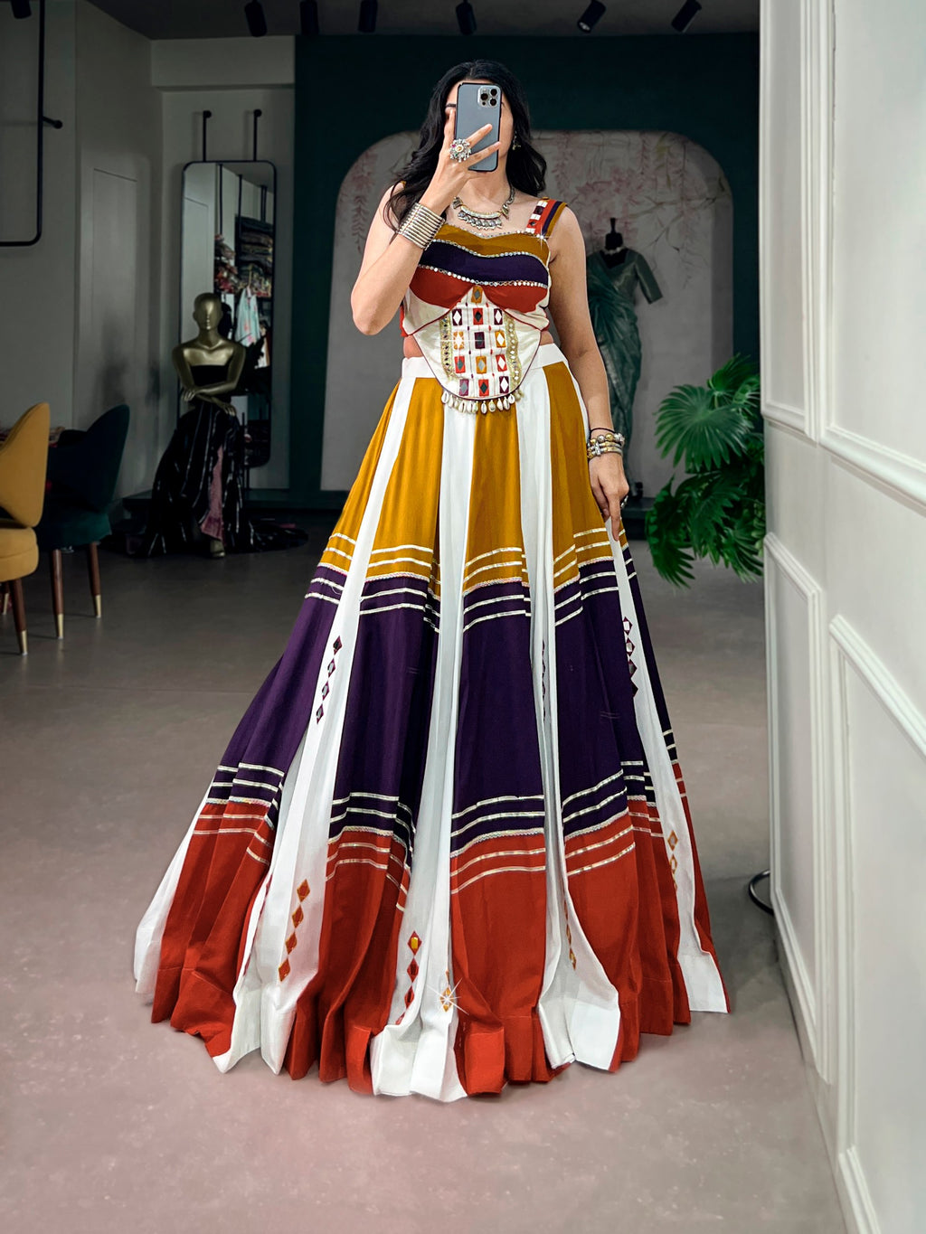 Navratri Special Rayon Mirror Work Lehenga Choli