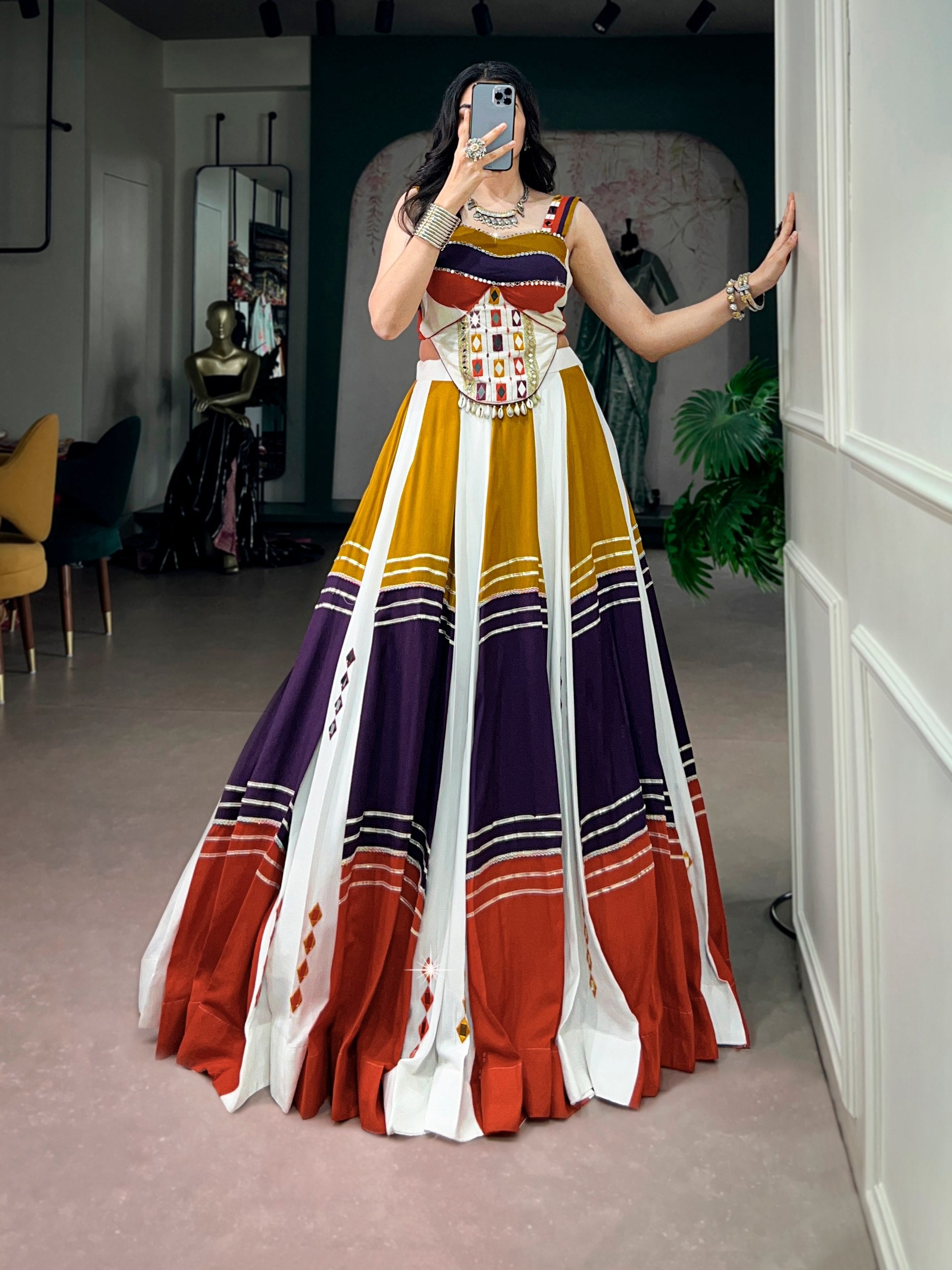 Navratri Special Rayon Mirror Work Lehenga Choli
