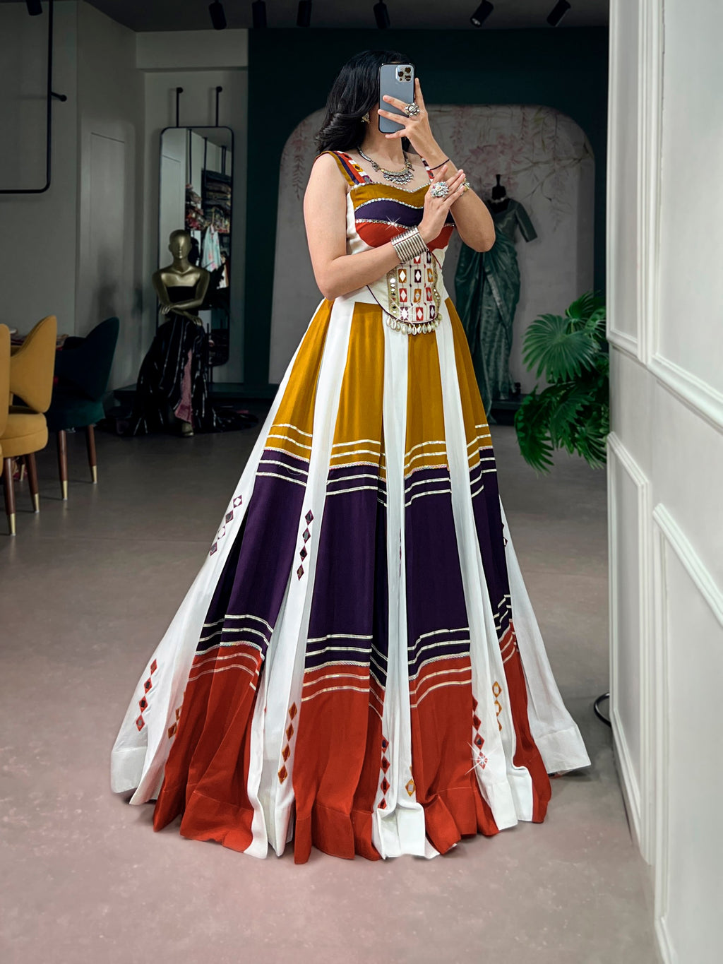 Navratri Special Rayon Mirror Work Lehenga Choli