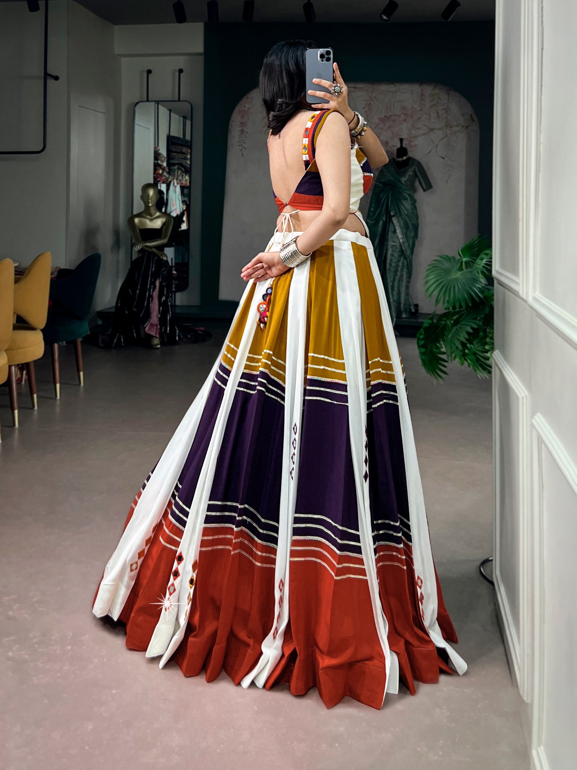 Navratri Special Rayon Mirror Work Lehenga Choli