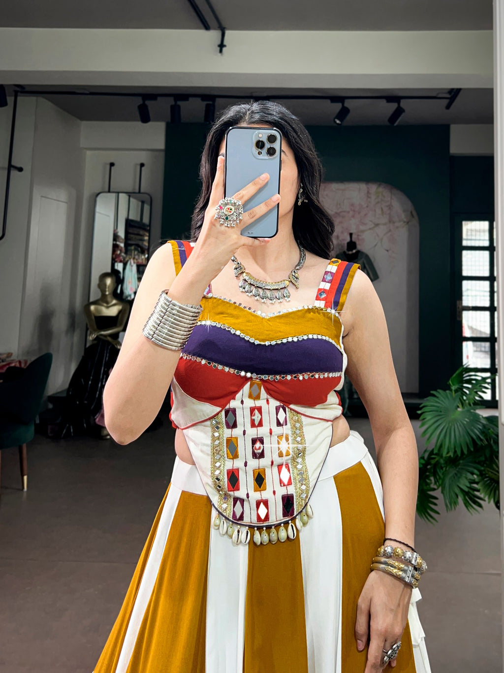 Navratri Special Rayon Mirror Work Lehenga Choli