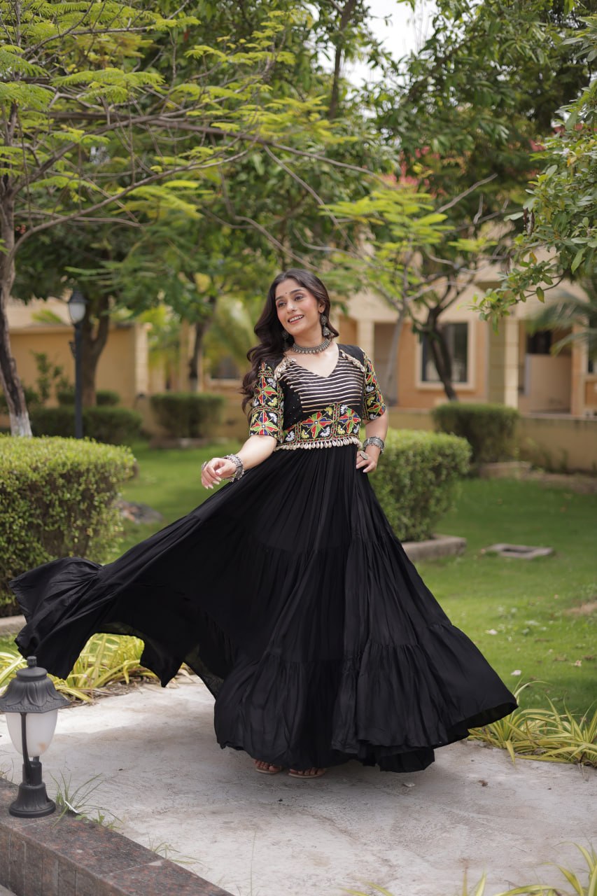 Navratri Special Reyon Gown with Kutchi Gamthi Embroidery