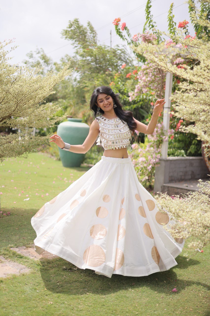 Navratri Special Roman Silk Lehenga Choli with Gota Work - Black