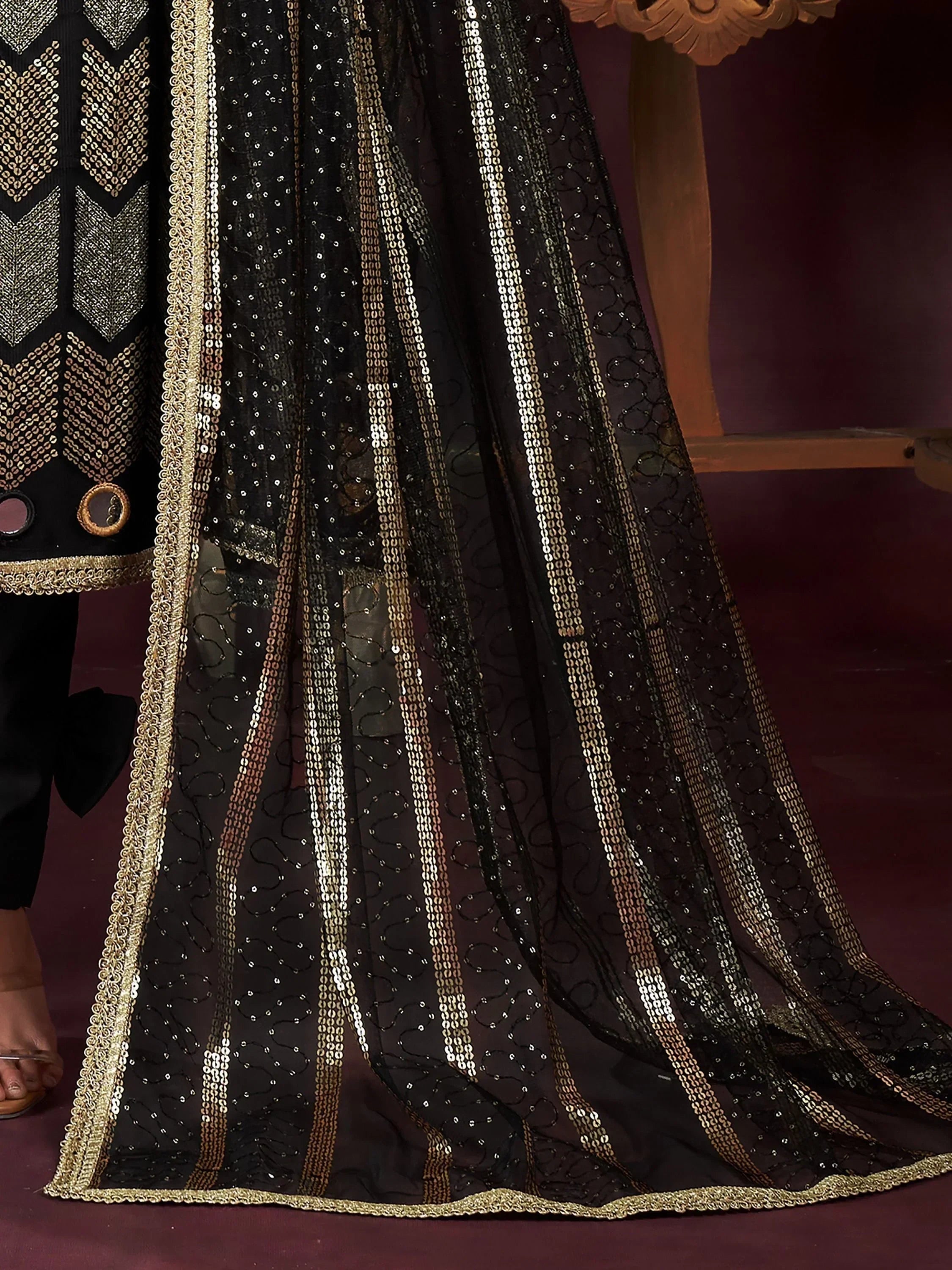 Outstanding Black Sequins Net Reception Wear Salwar Kameez