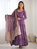 Purple Lovely Chanderi Festival Wear Anarkali Suit With Banarasi Dupatta