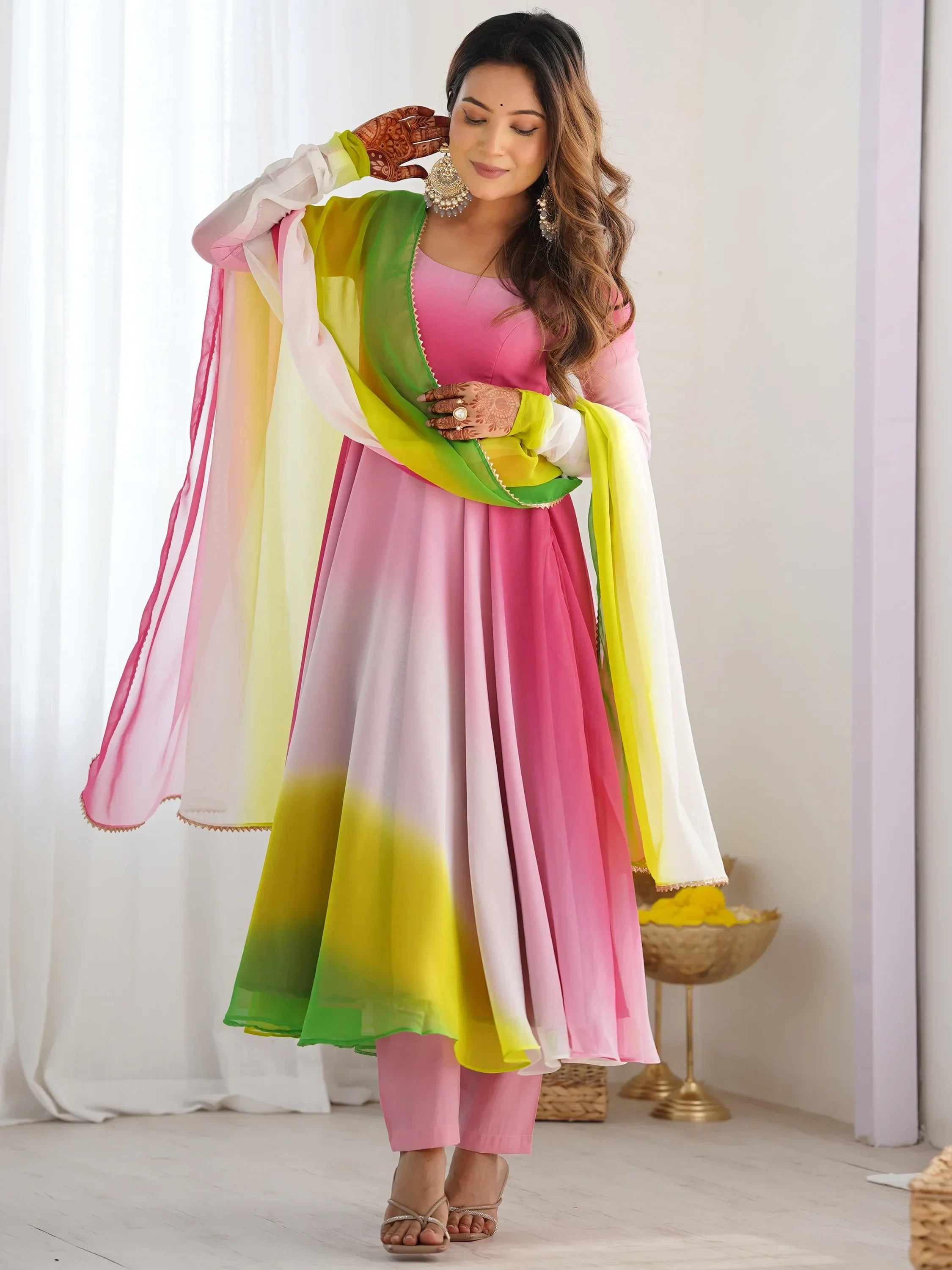Lovable Incredible Dark Embroidered Georgette Event Wear Anarkali Suit