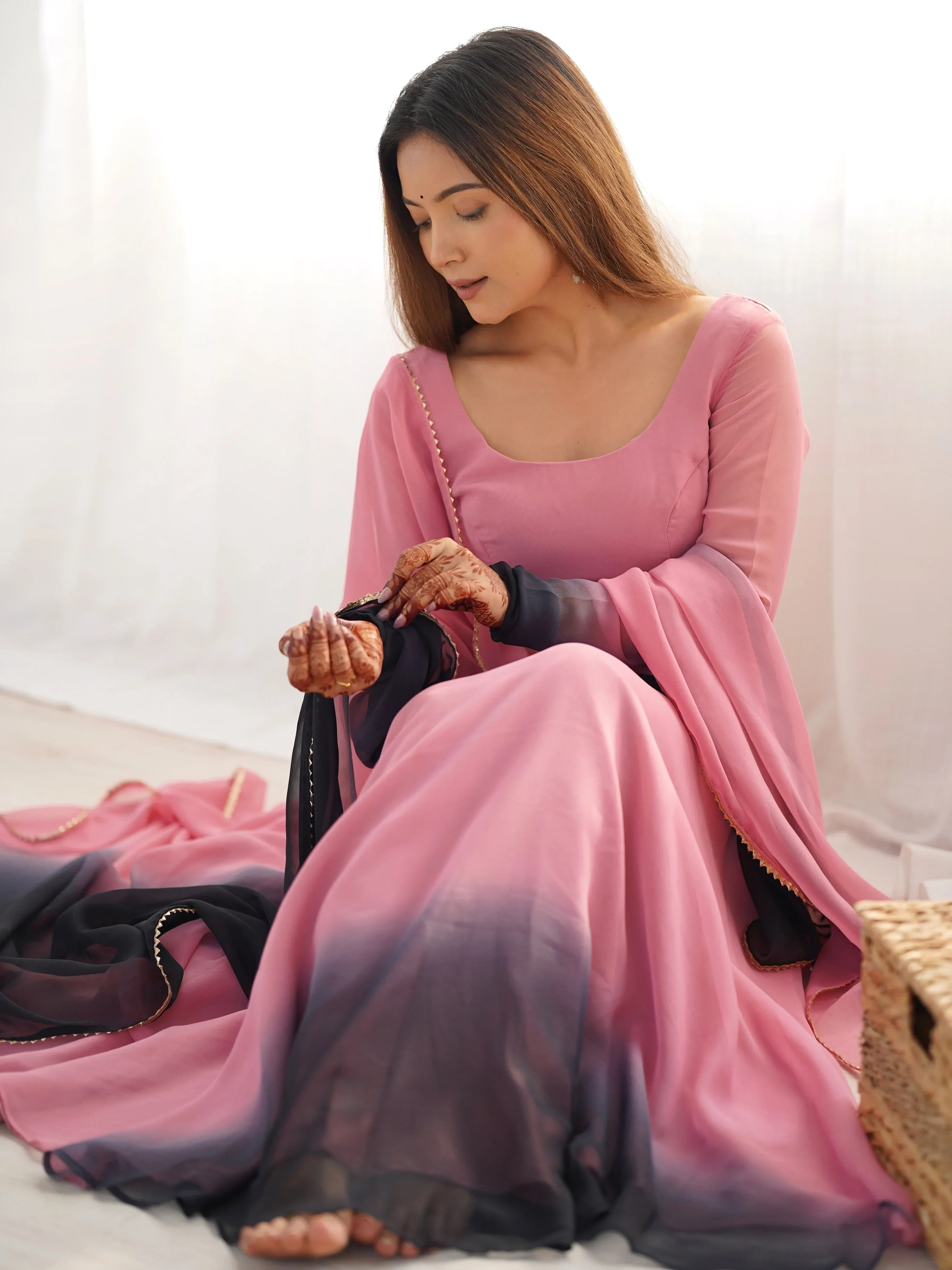 Alluring Pink Georgette Event Wear Anarkali Suit With Dupatta