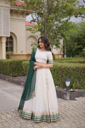 Onam Special Viscose Jacquard Lehenga Choli Set with Contrast Dupatta